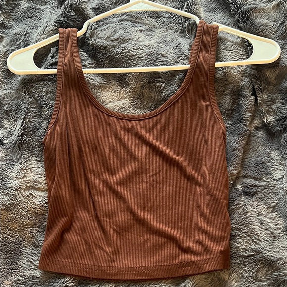 Brown Ribbed Tank Top - Picture 2 of 2